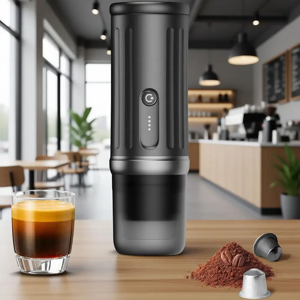 

Портативная электрическая кофеварка, вместимость 8 чашек, давление 20 бар, 3 аккумулятора по 4500 мАч, подходит для путешествий, кемпинга, походов, O