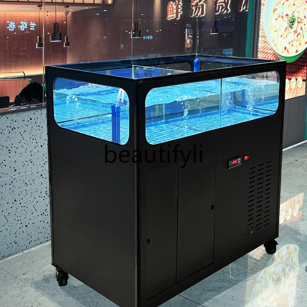 

Z189 Seafood Shellfish Pool Fish Tank Hotel Commercial Lobster Crab Fish Tank Mobile Glass Pool Refrigeration Customization