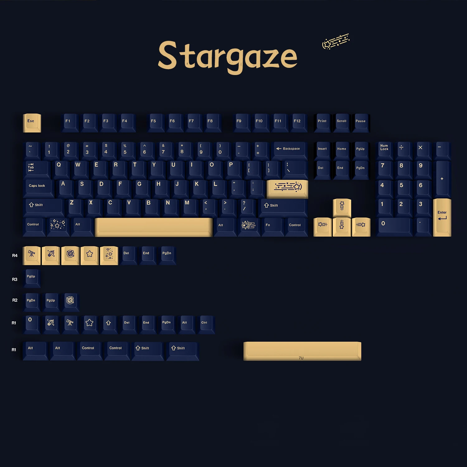 Imagem -06 - Gmk Replica Stargazing 134key Pbt Material Cereja Perfil Completo Cinco-face Sublimação Teclado Mecânico Keycap