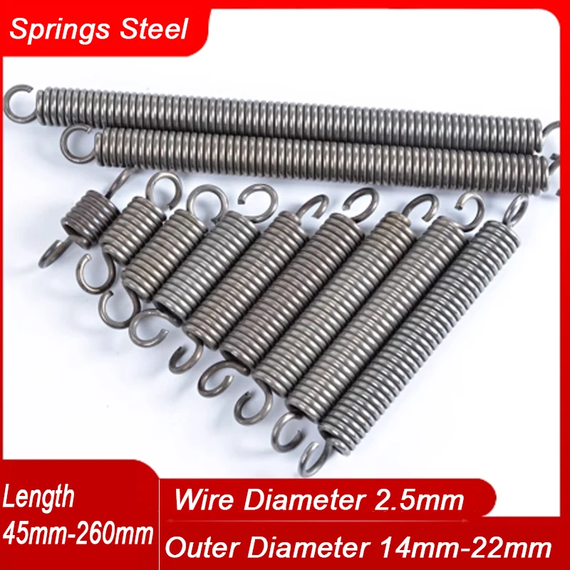 Wire Diameter 2.5mm With Hook Extension Tension Spring Springs Steel Spring Force Measuring Spring Loop Springs Coil Springs