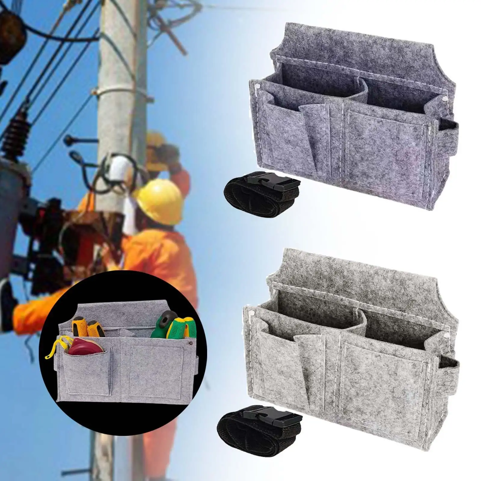 Electrician Waist Tool Bag Convenient Storage Organizer Tool Pouch for Construction Worker Gardener Electrician Home Woodworking