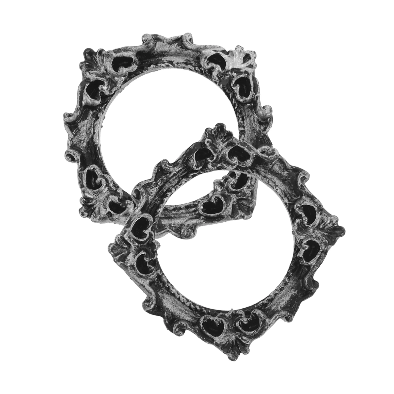 

2pcs Mini Picture Small Vintage Resin Frames For Tabletop Diy Decorative Photo Props Miniature Frames For Dollhouse Wedding Desk