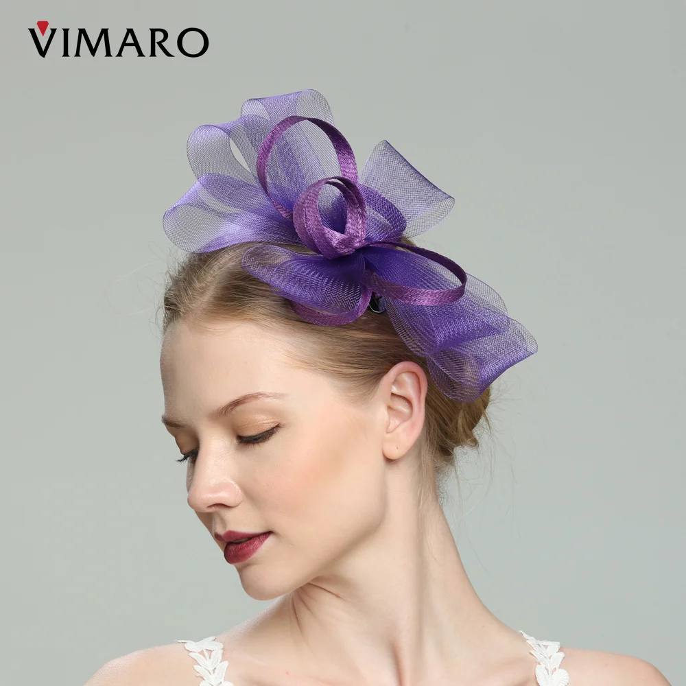 VIMARO Purple Sinamay Fascinators for Women Elegant Fascinator Hats for Women Wedding and Church Kentucky Derby Hats for Women