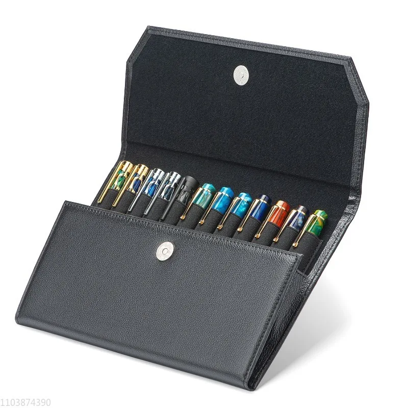 

New Asvine 12 Slots Pen Box Leathe PU Waterproof Pen Storage Bag School Office Pencil Bag Students Cowhide Stationery Bag Gifts