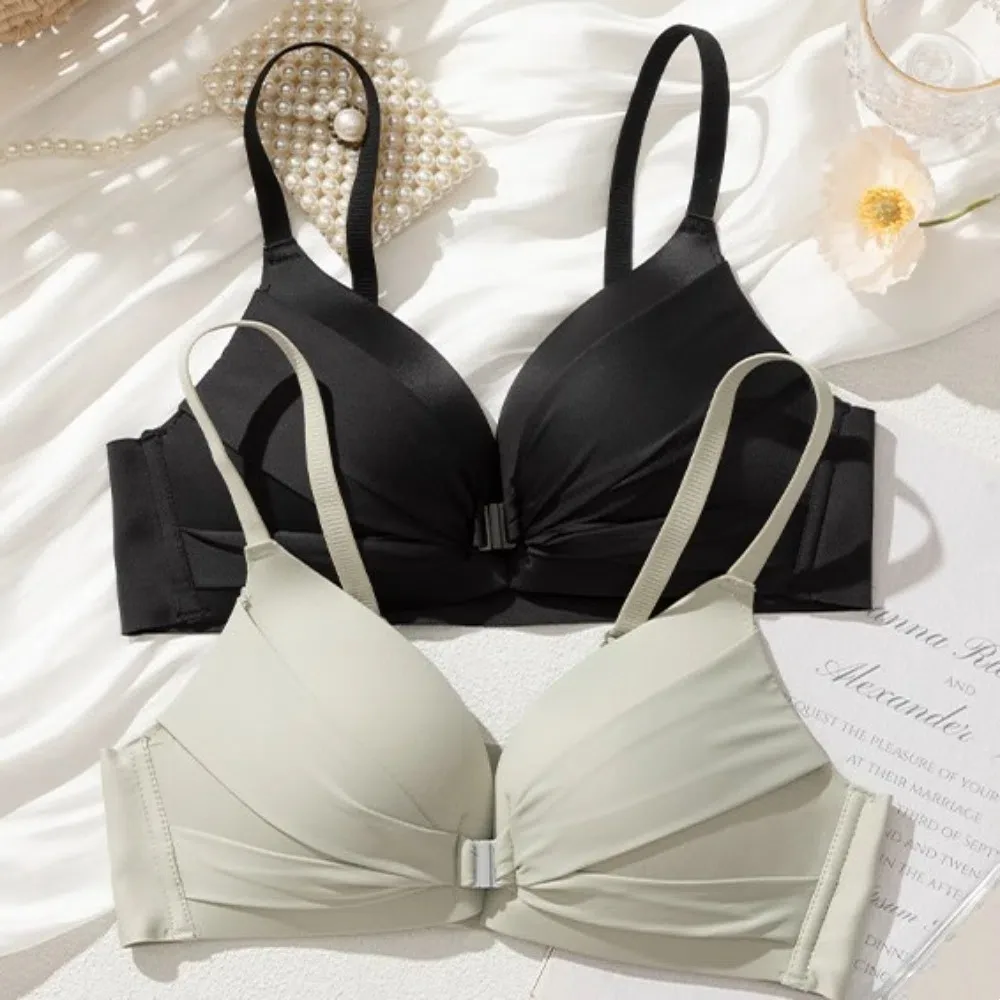 

Comfortable Front Buckle Wireless Deep V Bra Close-fitting Shockproof Push Up Underwear Lingerie Traceless Seamless Bras Running