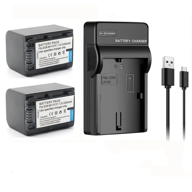 2200mAh NP-FV70 NP FV70 Li-ion Battery +USB Charger for Sony NP-FV50 FV70 FV100 FH70 FH30 FH40 FH50 FH60 FP50 FP71 NPFH70 NPFH50