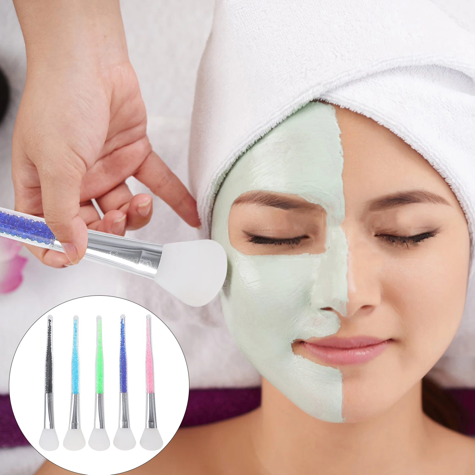 5 pçs pincéis de maquiagem máscara facial ângulo sobrancelha beleza suprimentos aplicador de lama facial ferramentas práticas silicone antiaderente calor