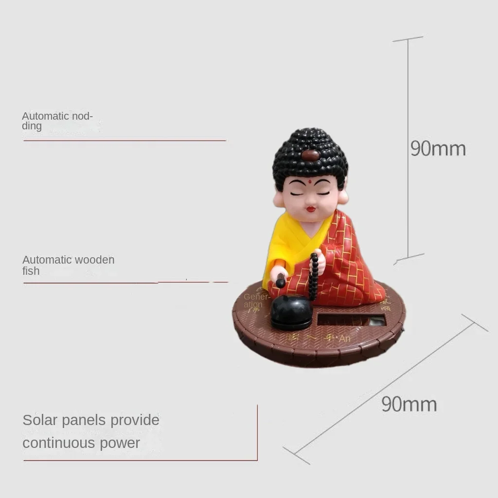 Car solar energy to nod and knock wood fish figure Zen home buddista hall soggiorno little sami creative car decoration supp