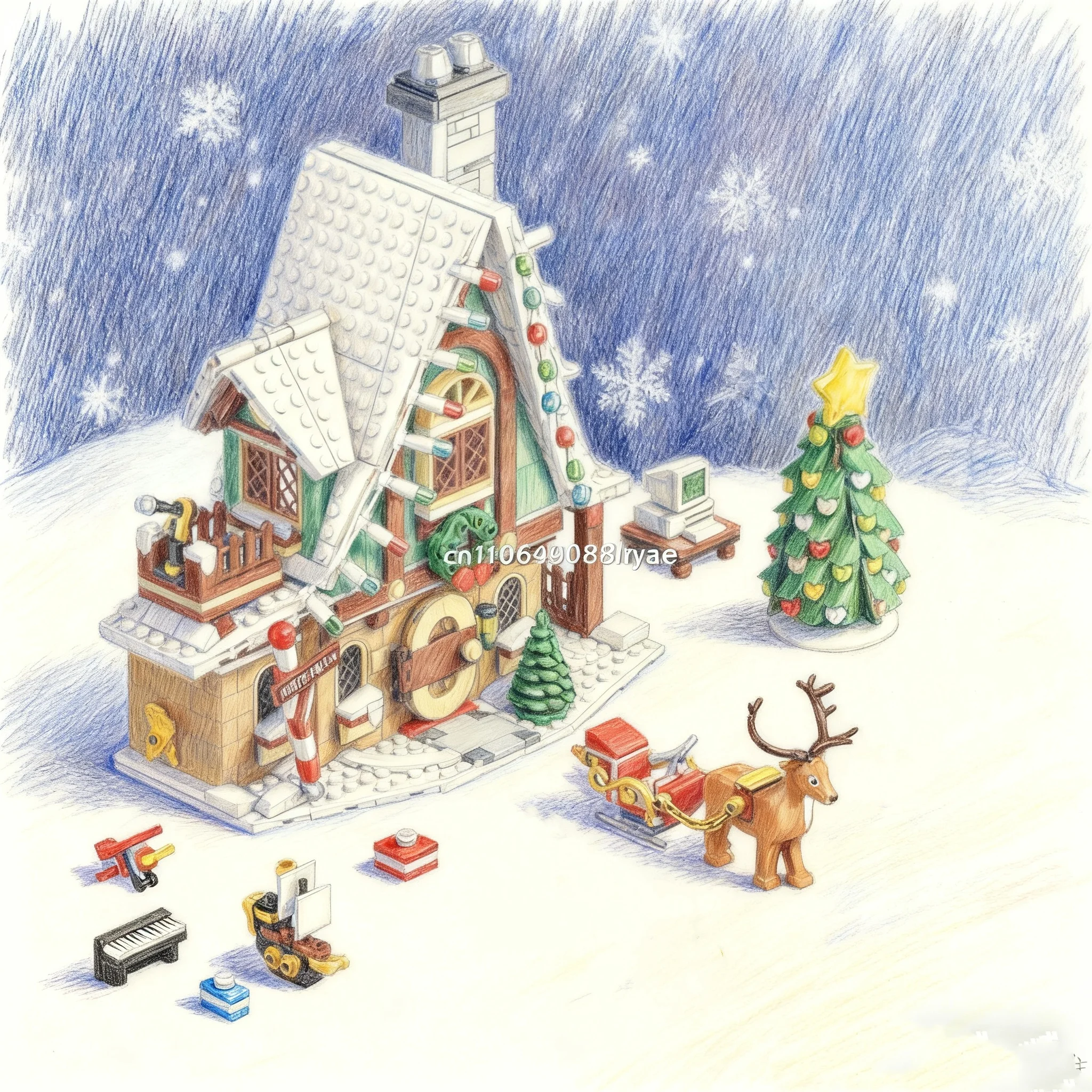 

Новая серия «Зимний пост» 2025 года, пряничный человечек, Санта-Клаус в соответствии с Moc, строительный блок, кирпичное здание, подарок на день рождения