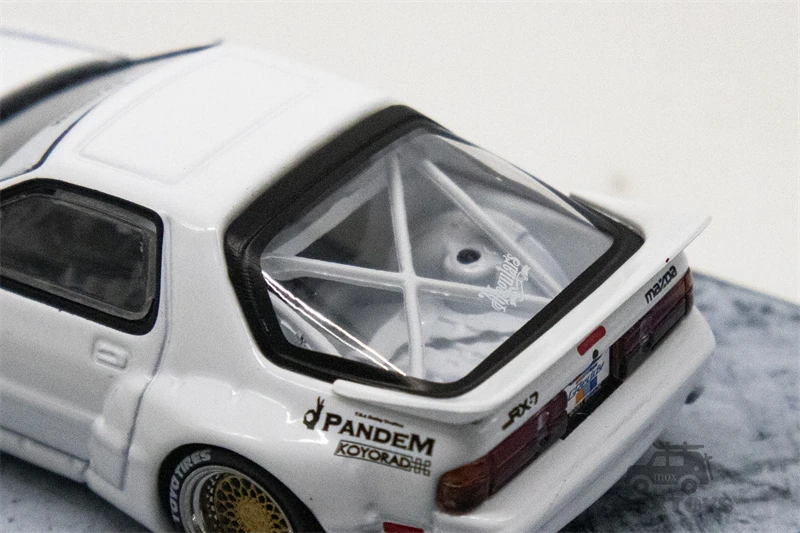 Tarmac Works x TOYOTIRES 1:64 Pandem Mazda RX-7 FC3S White Diecast Model Car