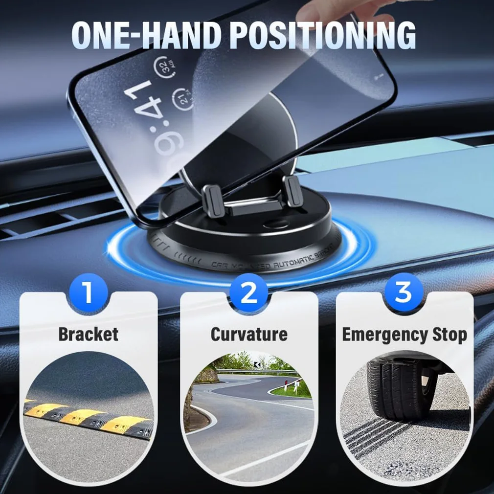 Electric Car Phone Holder 360° Rotation Wireless Charging Phone Mount Non-Slip Cell Phone Bracket for iPhone Android Smartphones