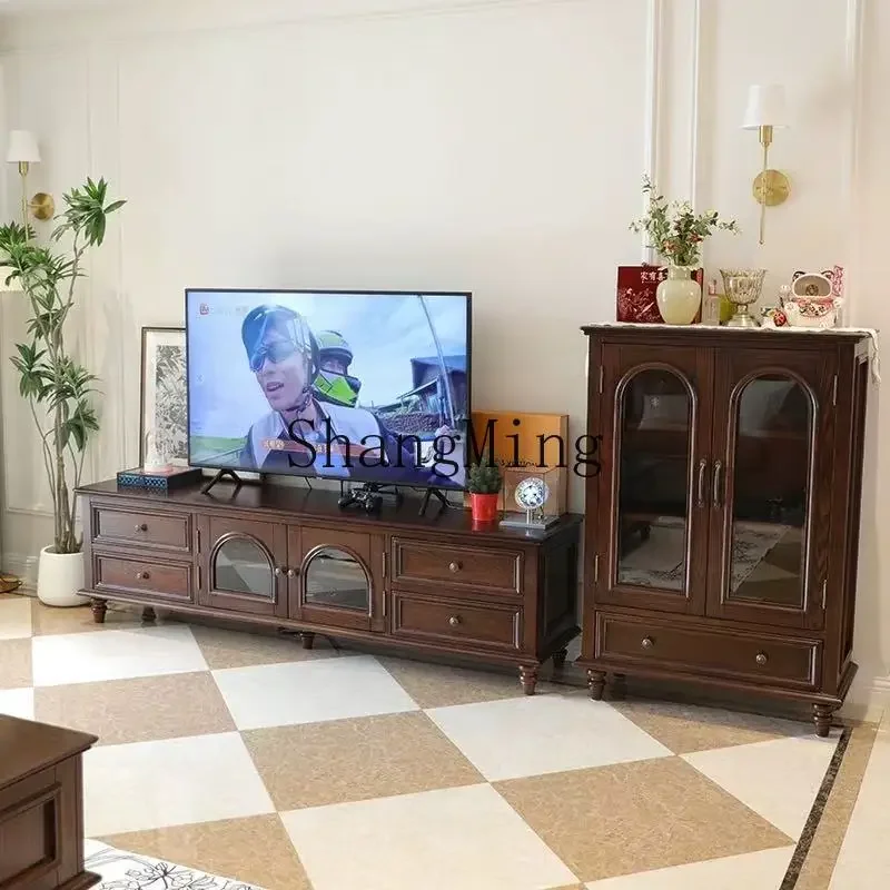 

FG кремовый ветер белый твердый деревянный шкаф для телевизора журнальный столик комбинация маленькая квартира гостиная современный простой шкаф для хранения