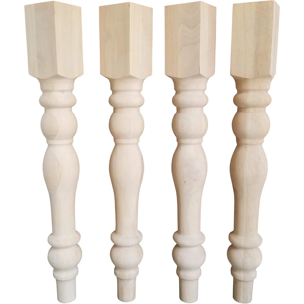

Unfinished Cottage Farmhouse Dining Table Legs- Set of 4 Turned Legs inc
