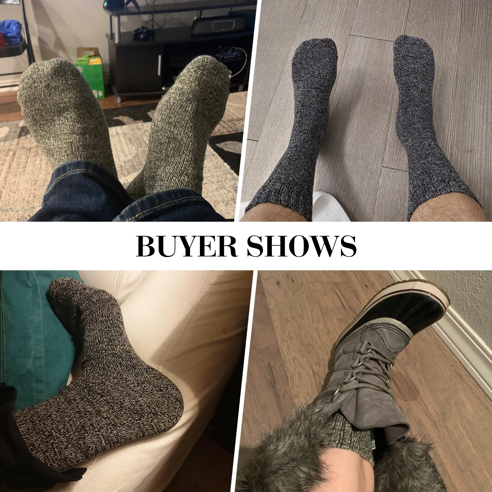 SIMIYA 5 Pairs Wool Socks Mens Thermal Hiking Socks Warm Winter Socks Soft Crew Socks Cotton Socks Against Cold US 7-13