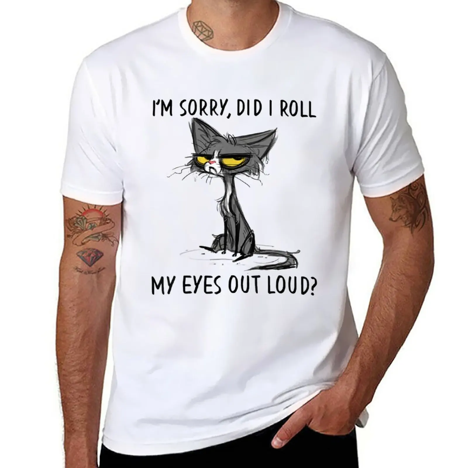 

New Cat Kitten Did I Roll My Eyes Out Loud Funny Sarcastic T-Shirt anime clothes sports fan t-shirts sweat shirts, men