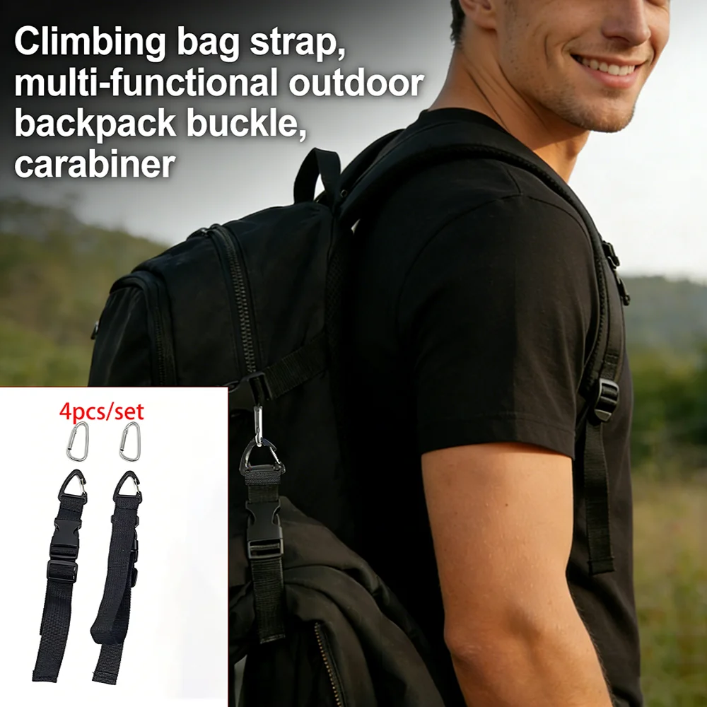 

4 шт./компл. набор аксессуаров для сумки и крючков для рюкзака, 2 D-образные крючки, 2 треугольных внешних ремня, набор аксессуаров для рюкзака, дорожная сумка, сумка для багажа, внешний крючок, набор аксессуаров