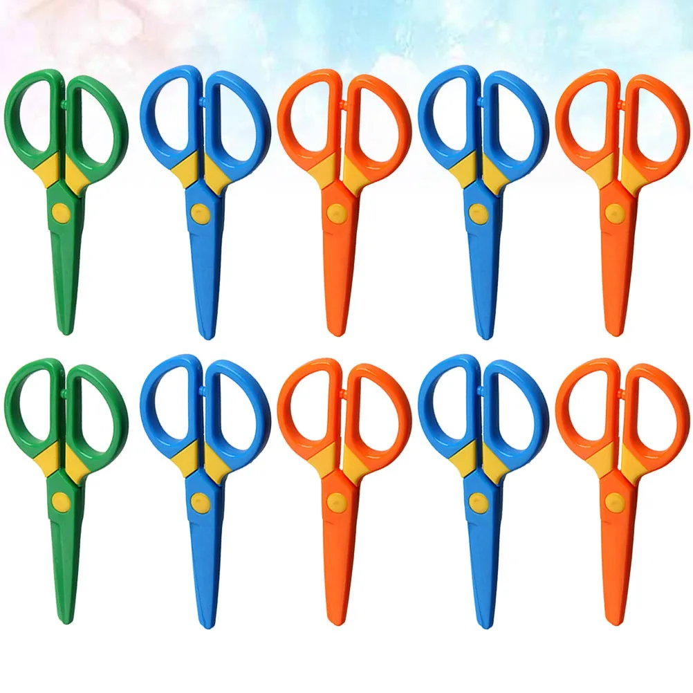 10Pcs Colorful Kids Safety Scissors Lightweight Plastic Blunt Tip Scissors for Children DIY Craft Art Scrapbooking School