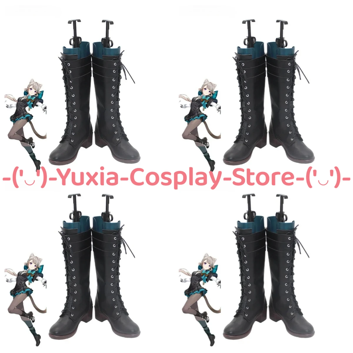 

Yuxiacosplay! Genshin Impact Lynette Cosplay Shoes Anime Game Character Prop PU Leather Boots Halloween Carnival Party Costume