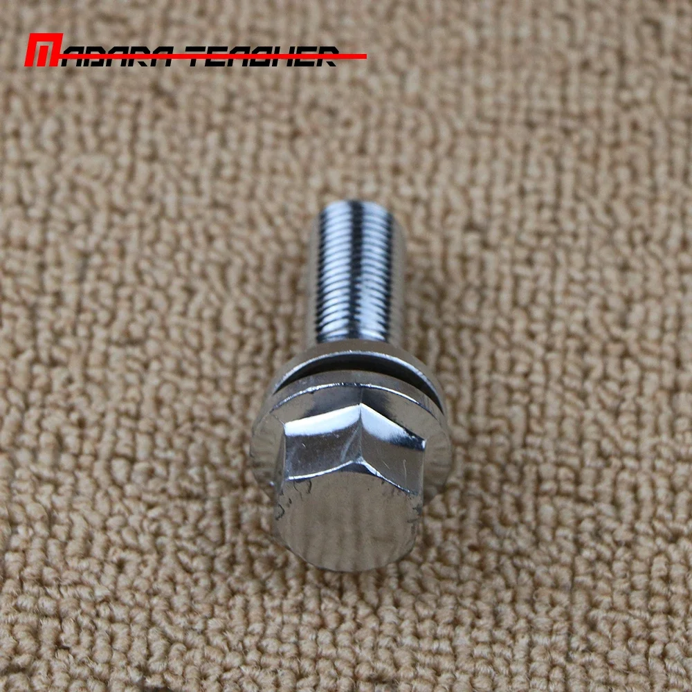 5 Pcs Sliver Front Rear Wheel Bolt Screw M14 x 1.5 For Volvo S60 S80 I II V60 V70 XC60 XC70 XC90 9485474 30756675 31202337