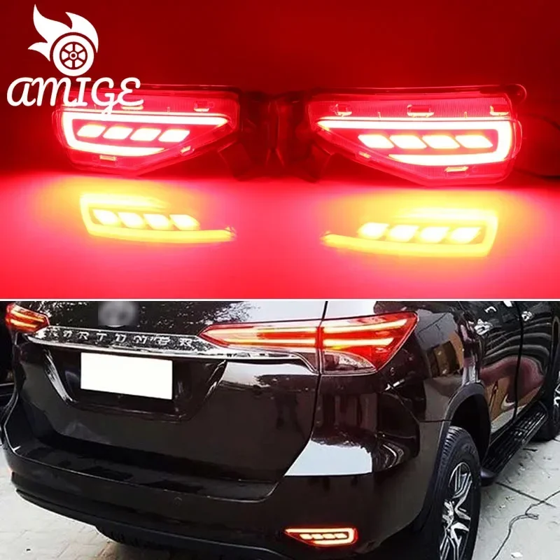 

AMIGE 12 В автомобильные светодиодные задние фонари для Toyota Fortuner 2015 2016 2017, задний противотуманный бампер, стоп-отражатель, сигнальный задний фонарь заднего хода