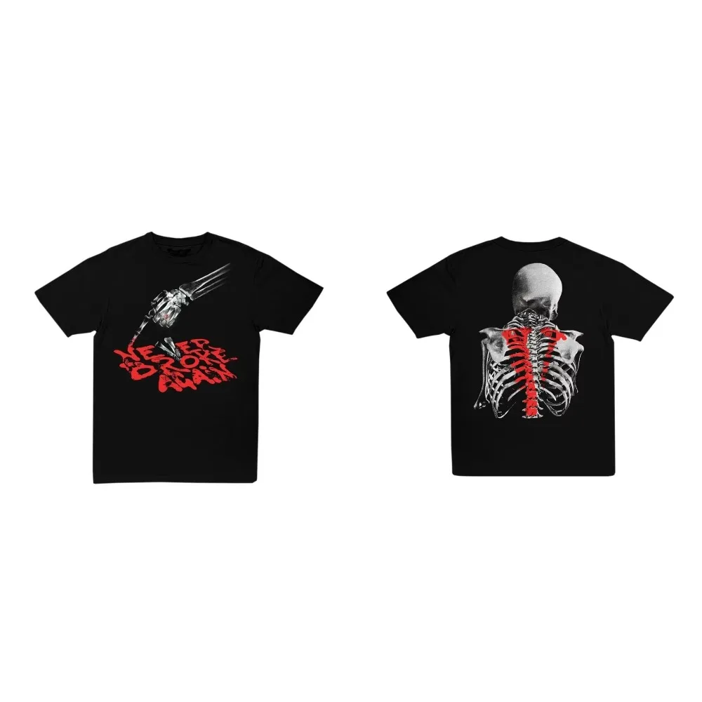 Camiseta de algodón puro de marca de lujo con estampado de calavera Vlone para hombre y mujer, camisetas de verano, ropa de calle