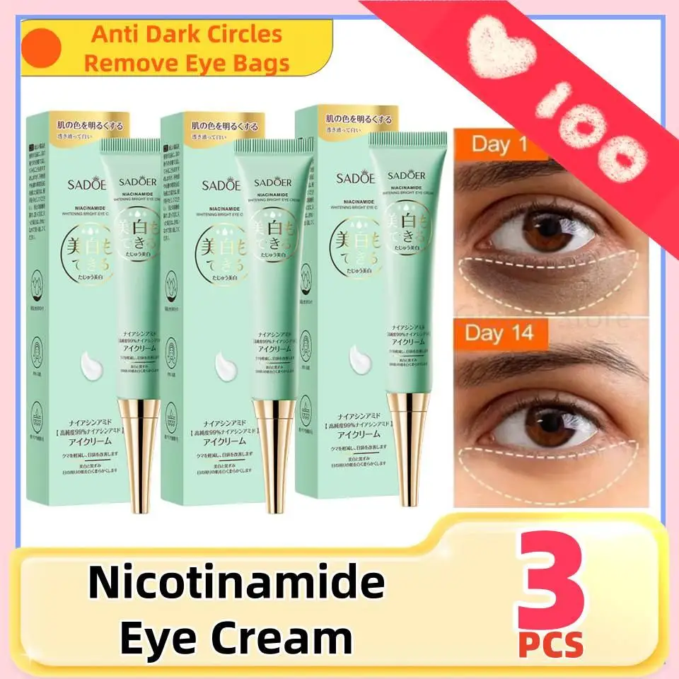 

3Pcs Nicotinamide Eye Cream Anti Dark Circles Remove Eyes Bags Moisturizing Eye Creams Whiten Bright Beauty Eye Cream