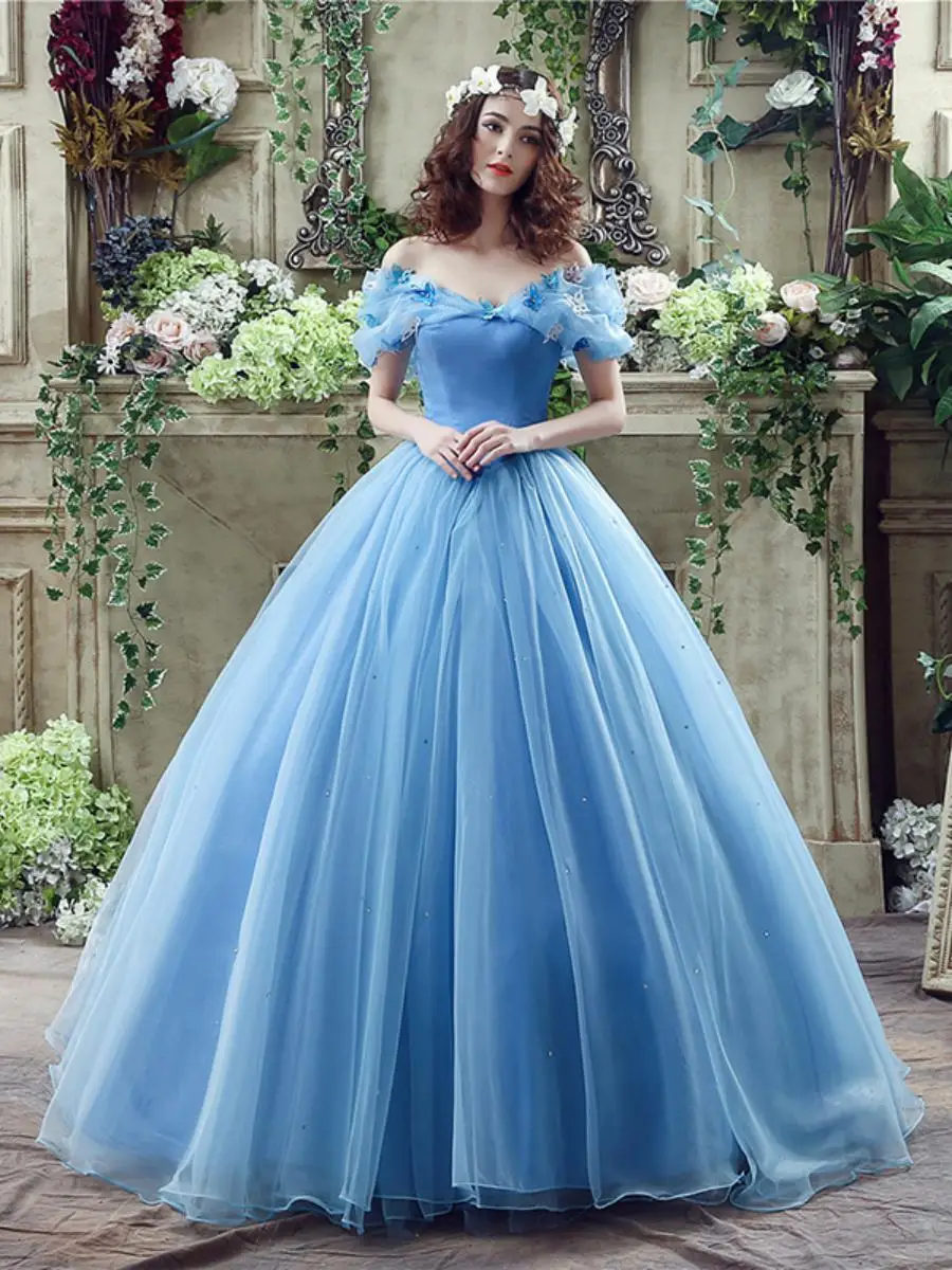 

Blue Simple Photography Costume Long Dress Blue Series Fleeing Cinderella Autumn Winter Photography Art Exam Performance Costume