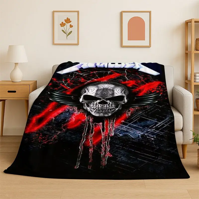 Metal Band M-Metallica Thrash Cartoon Soft Flannel Throw Blanket,Cozy Blanket for Bed,Couch,Sofa,Bedroom,Living Room,Picnic kid