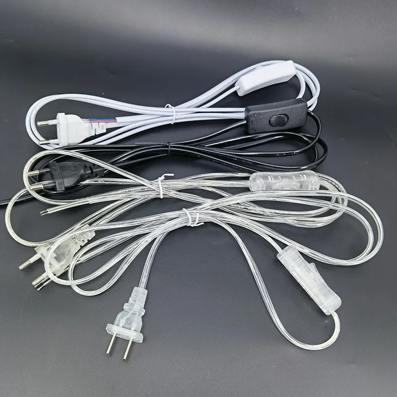 1.8m AC Power Supply Cord on-off Switch Two-pin Extension Cords Cable Type Adapter Line For LED Light lamp EU US Plug