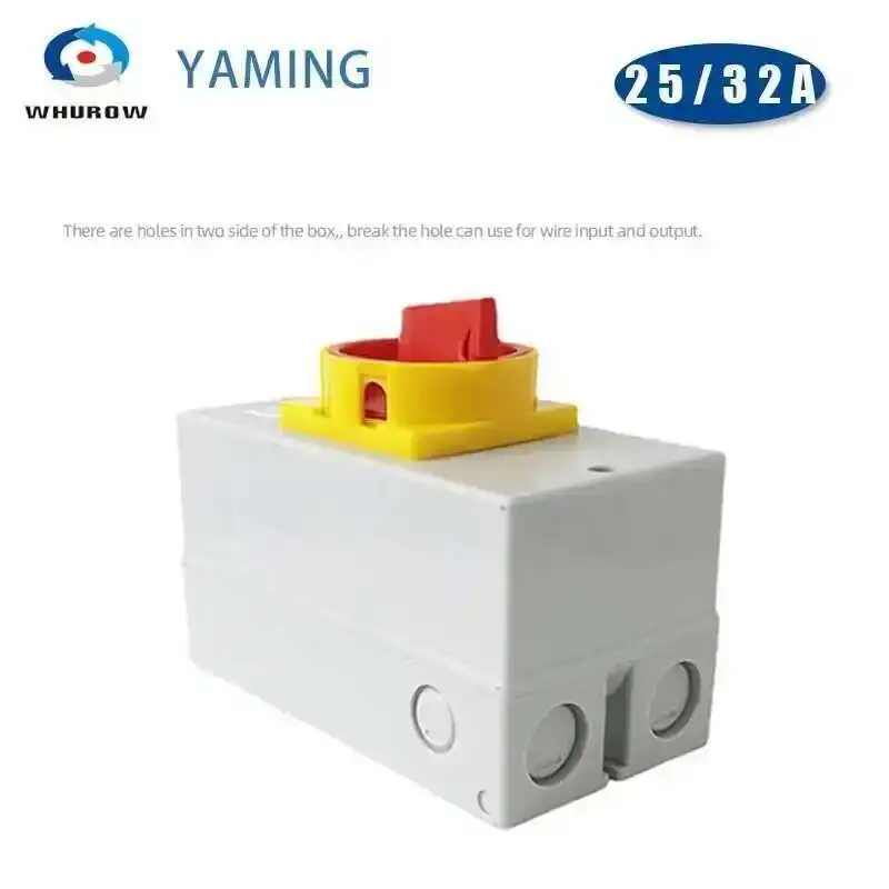 YMD11-D Series Box Isolator Switch OFF-ON 25A 32A 3/4P Rotary Changeover Cam Selector Enclosure Disconnect Control Circuit LW30
