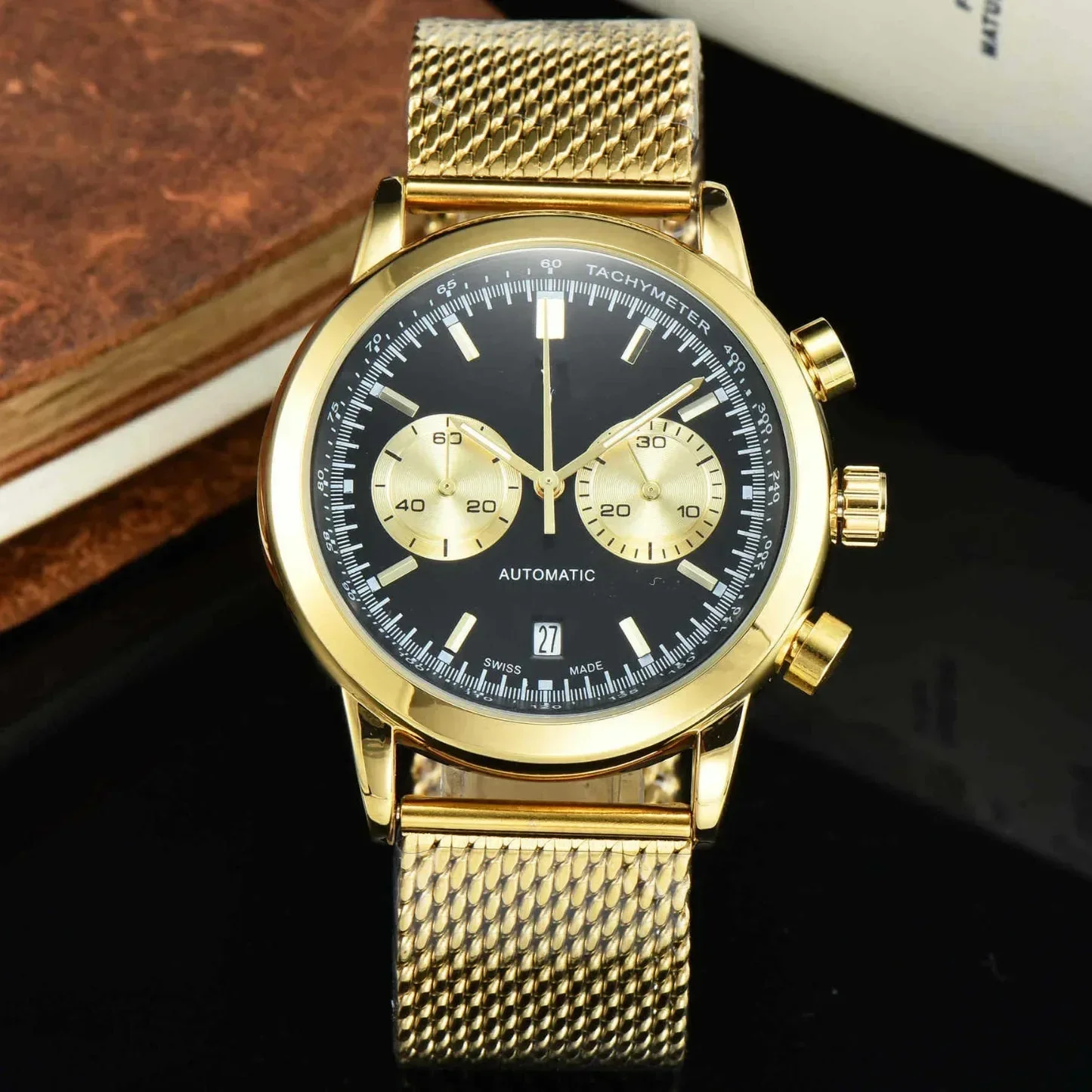 ​2025 New American Classic Retro Watch, Calendar Display, 10ATM Waterproof, Luminous Leather Strap, Stainless Steel Case,