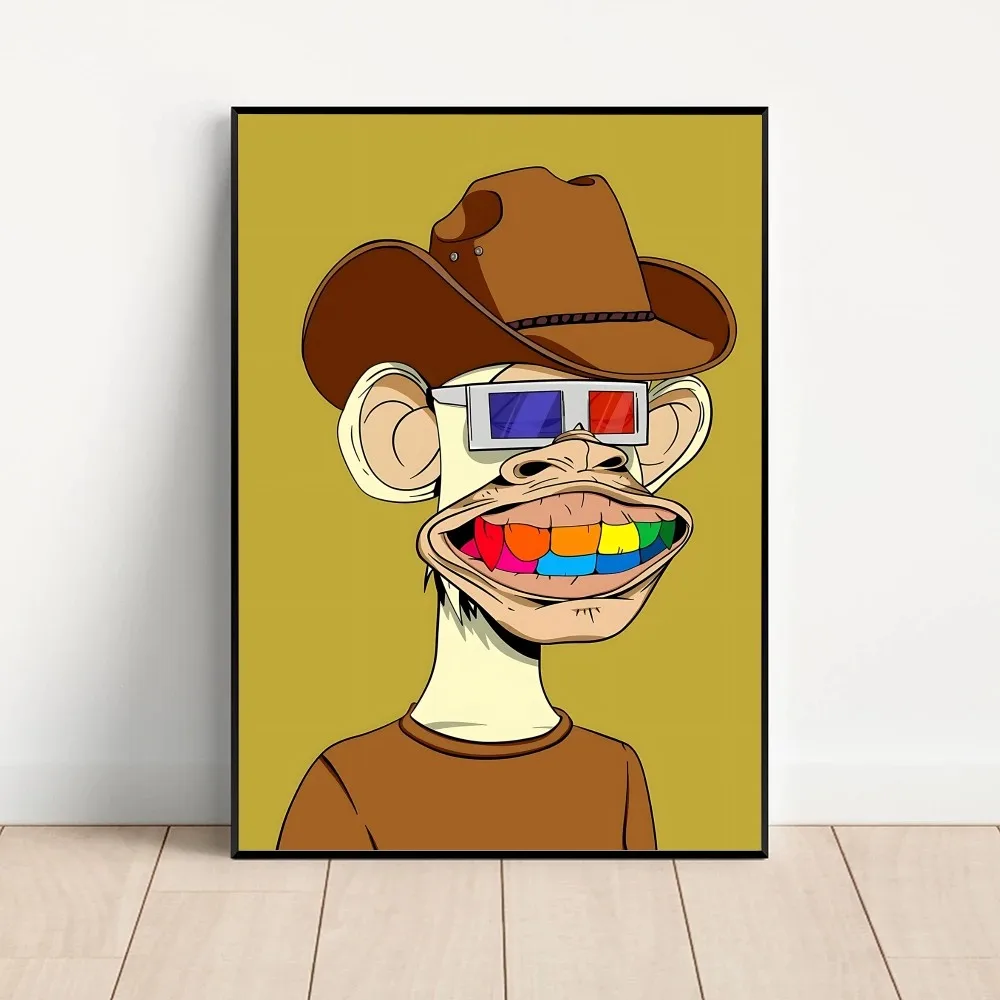 القرد Bayc Hype Ape ملصق كرافت نادي بار ورقة خمر ملصق جدار الفن اللوحة غرفة نوم دراسة ملصقات