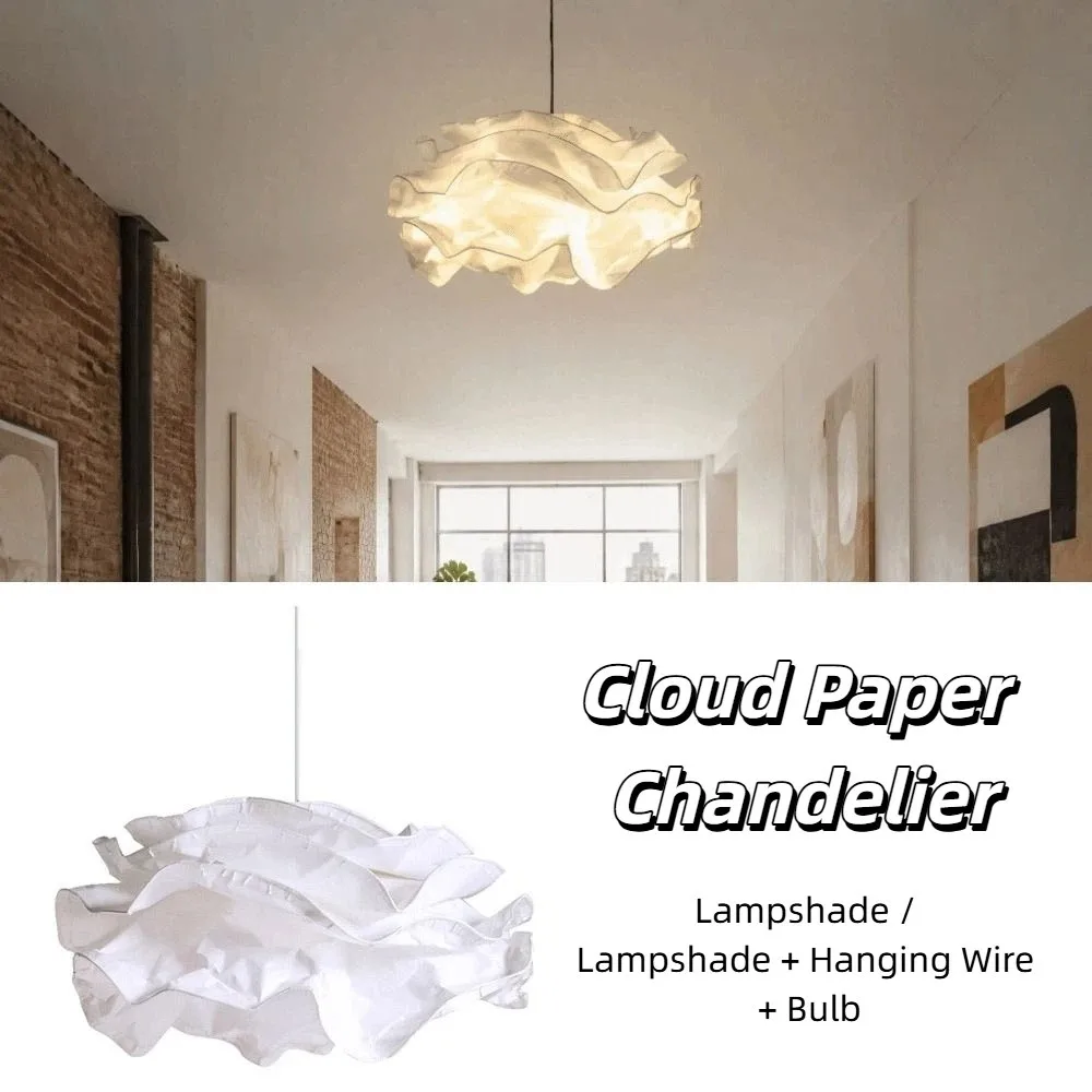 White Paper Lamp Shade Modern Design Flower Shape Pendant Light Cover Art DIY Handcrafted Style Chandelier Decor Living Room