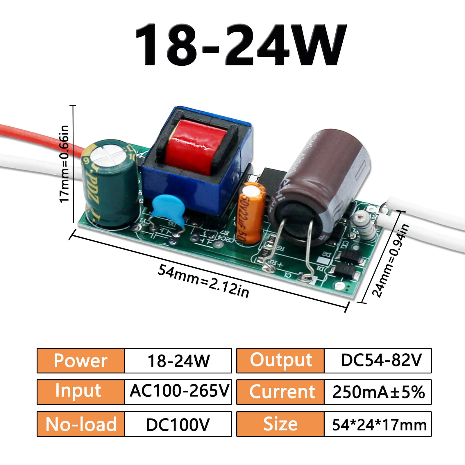 LED Downlight Spotlight Driver, Transformador de Iluminação de Potência, Lâmpada, 2-3W, 3-5W, 4-7W, 8-12W, 12-18W, 18-24W, 250mA ± 5%