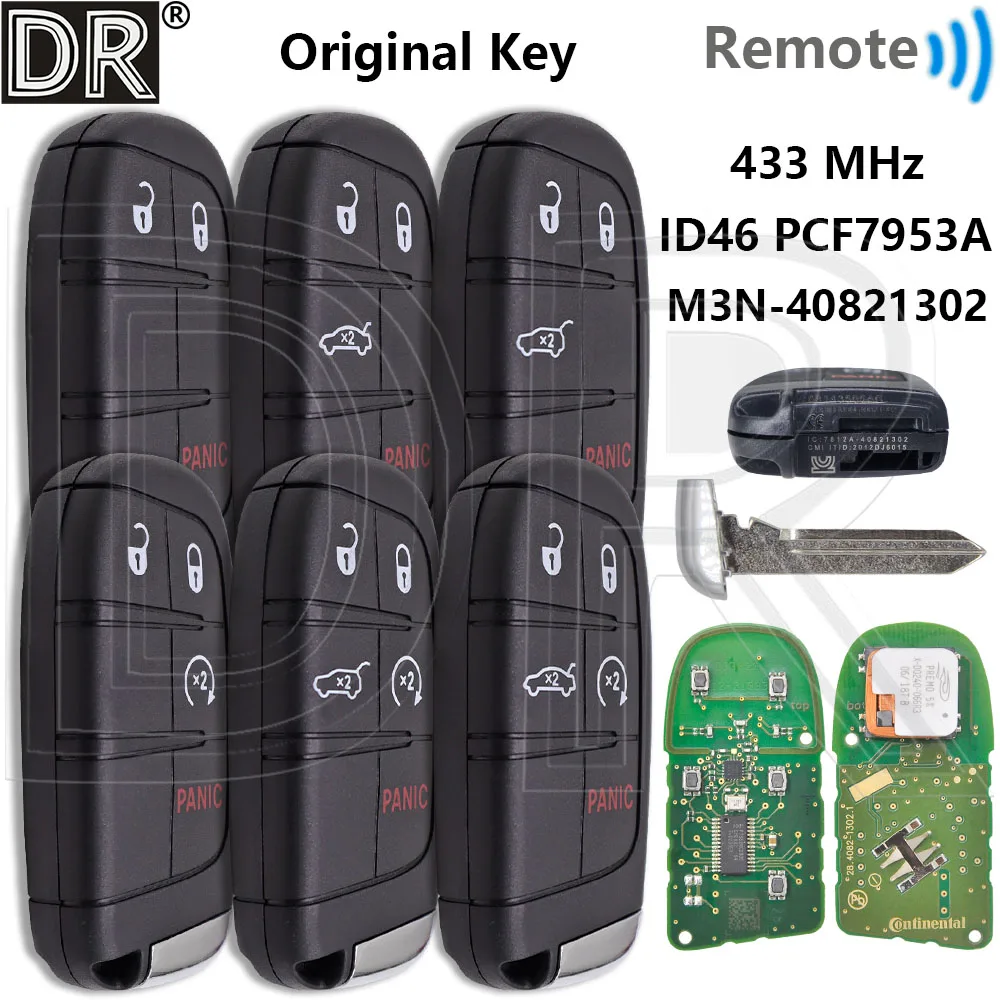 

Great ID46 PCF7953A 433MHz M3N-40821302 Original Proximity Car Remote Key For Dodge Challenge Journey Jeep Grand Cherokee 2012+