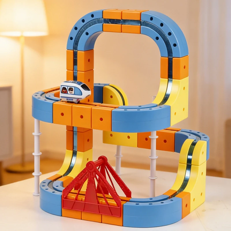 Kinder Magic Track Zug Elektrische Zusammengebaute Bausteine Magnetische Schiene Auto Labyrinth Pädagogisches Spielzeug für Kinder Weihnachten Geschenke