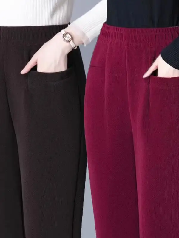 

Женские повседневные брюки Thiened Fce, осенне-зимние новые брюки Sle Harlan с высокой талией, эластичной резинкой на талии, полиэфирное волокно для похудения