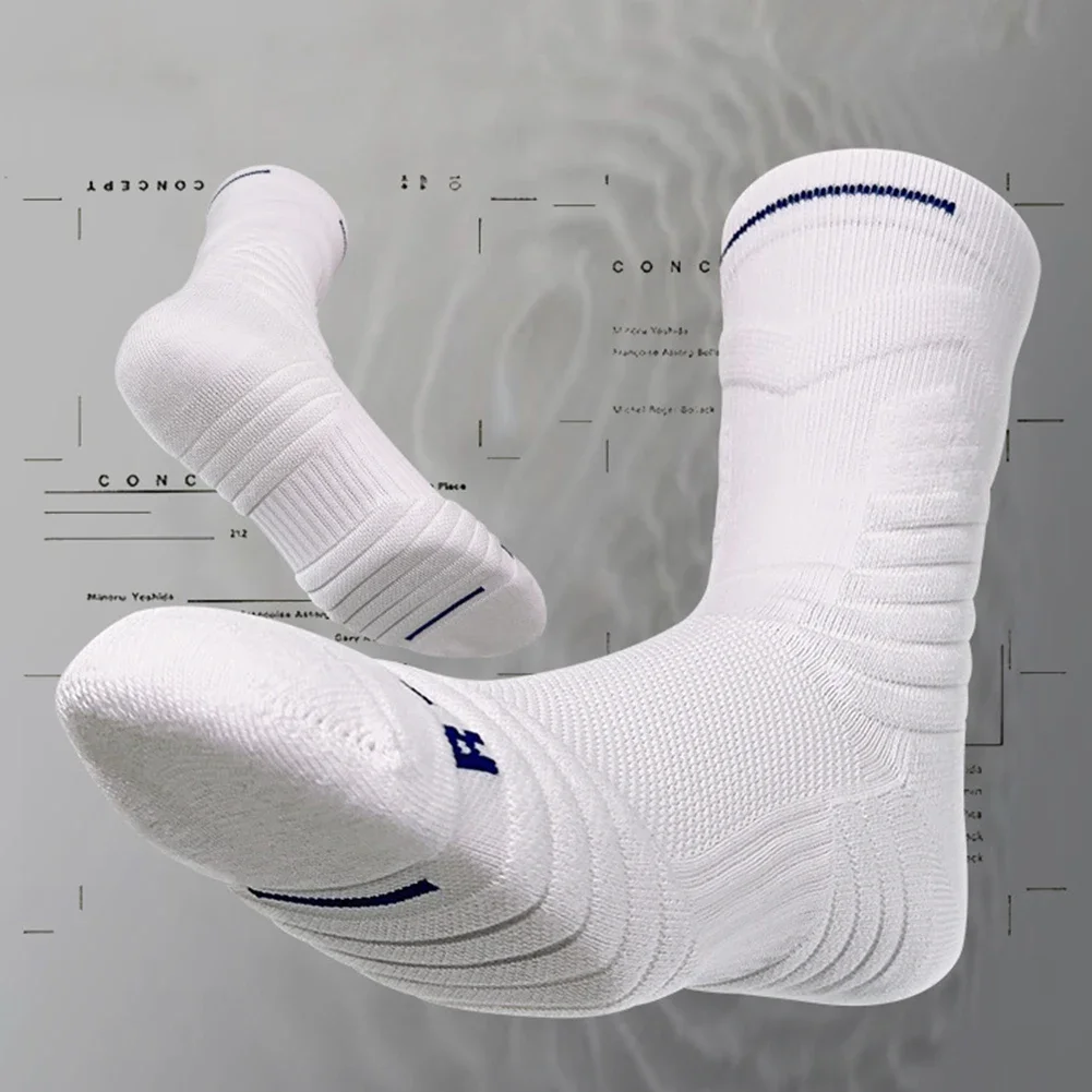 Men Sports Socks Athletic Running Socks Terry Sole Soft Hiking Socks Non Slip Comfy Trekking Socks Breathable for Running Riding