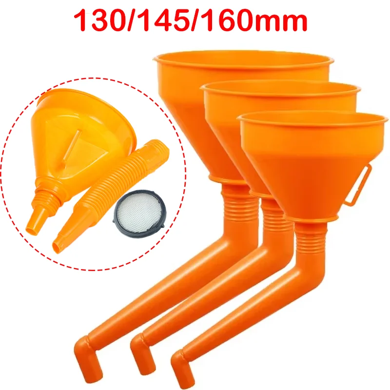 

130/145/160mm Refueling Funnel with Filter Moto Car Refuel Gasoline Engine Oil Funnels Auto Repair Filling Tool Accessories