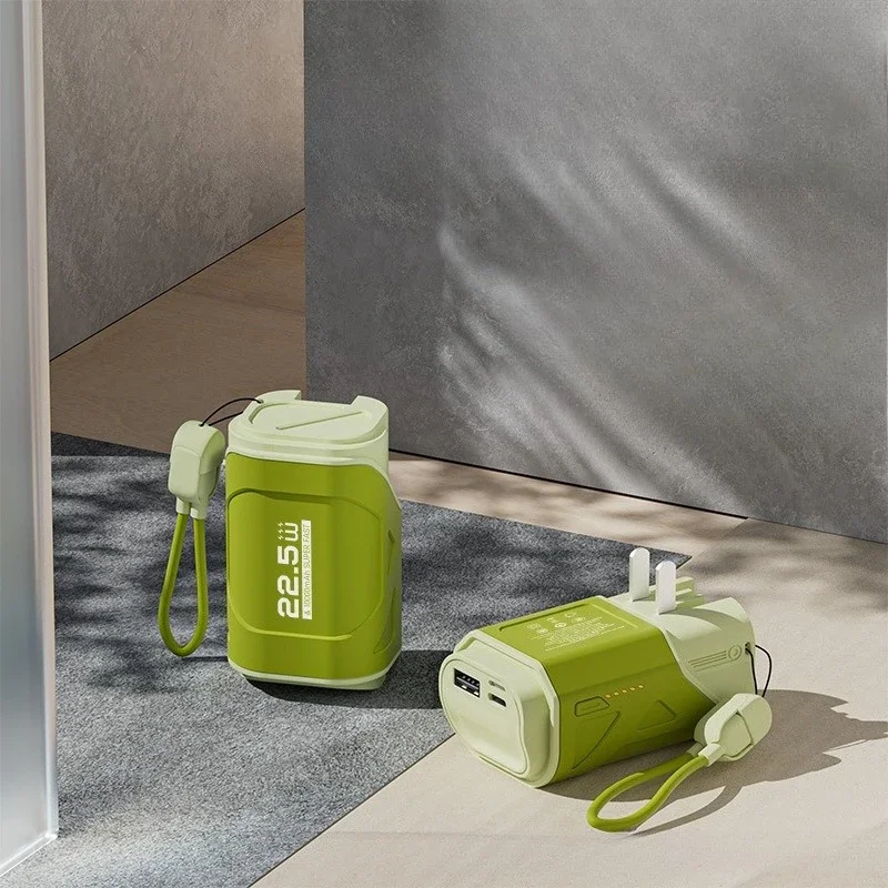 شاحن حائط PD22.5 جديد يأتي مع قابس تيار متردد وبنك طاقة سريع الشحن بقدرة 10000 مللي أمبير في الساعة مع كابل إمداد طاقة متنقل