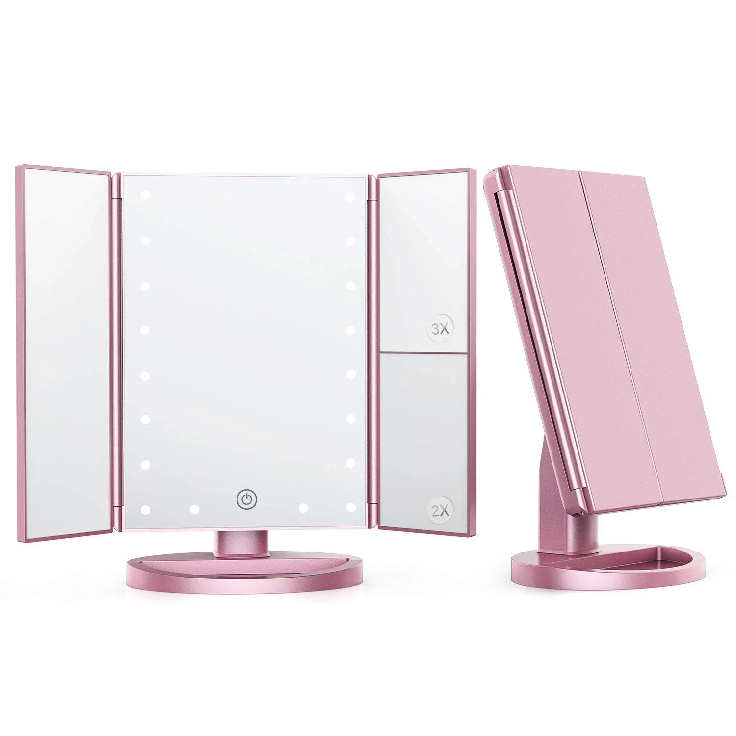 

Trifold Vanity Mirror with Lights LED Makeup Mirror with Lights and Touch Screen Dimming