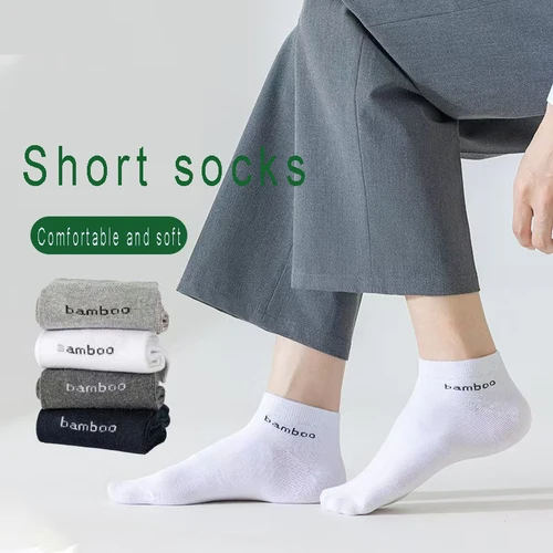 Imagen 2 del producto 5/10/15/20 pares de calcetines tobilleros de fibra de bambú para hombres y mujeres calcetines náuticos suaves y transpirables regalos para hombres calcetines cortos de primavera y verano
