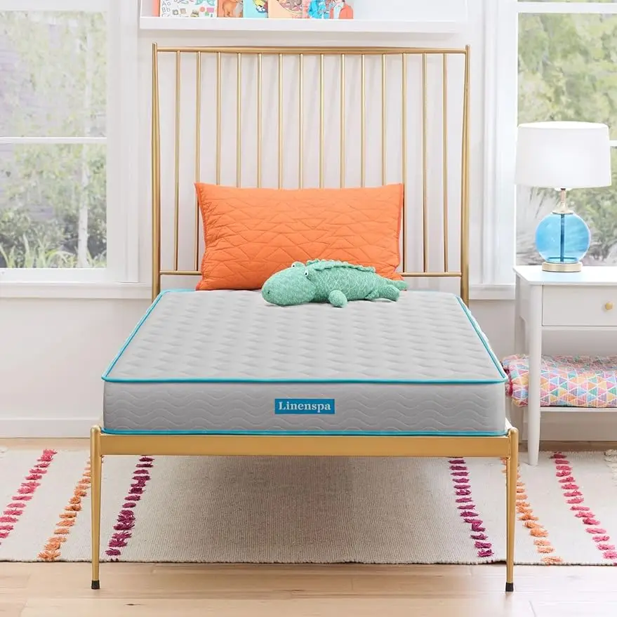 

Linenspa 6 Inch Mattress-Firm Feel-Bonnell Spring with Foam Layer - in a Box-Youth or Kids Bed