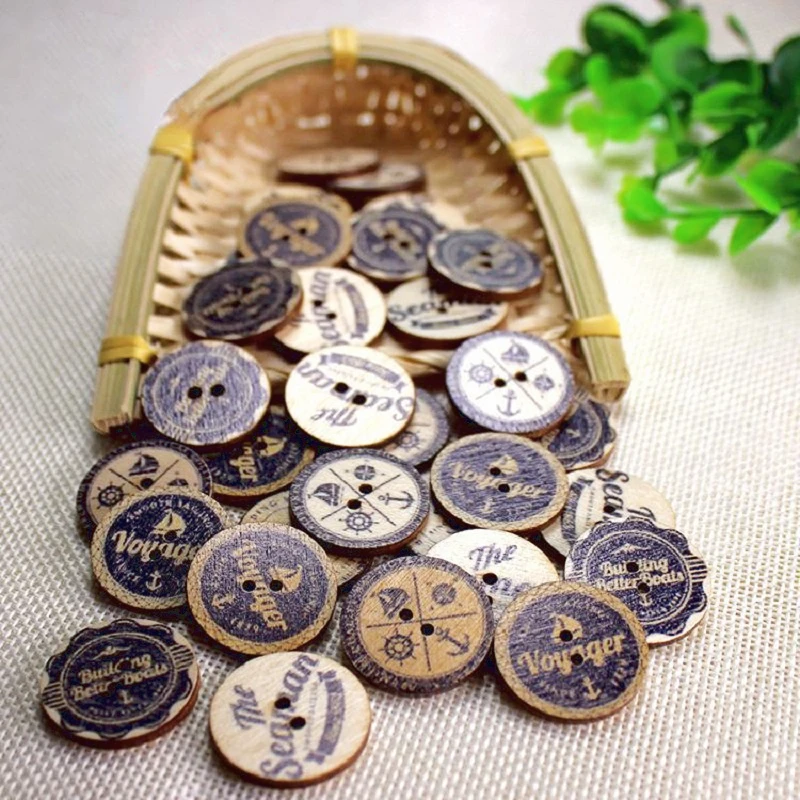 25mm Wooden Buttons Scrapbook Decorate  embellishments for clothing  large buttons  sewing supplies  diy  vintage buttons