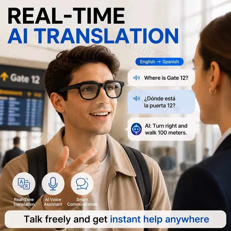 800W 4K Smart Glasses for Men And Women AI Intelligent Translation WiFi Transmission Photo & Video Recording Glasses Bluetooth view 3
