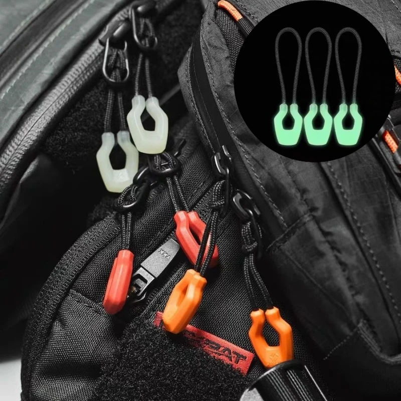 12/6pcs Pullers Convenient Luminous Zippers Outdoor Extension Knapsack Jacket Accessories Tent Zipper Pull Slider Head Tools