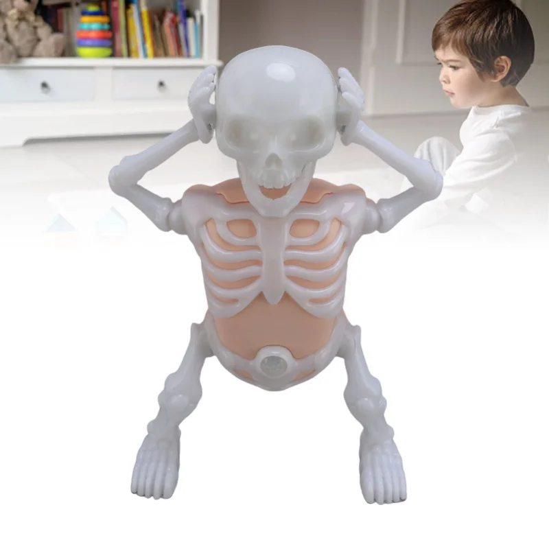 어둠 속에서 빛나는 춤추는 해골 장난감, 소리와 함께 재미있는 장식, 스트레스 해소 해골 피규어, 남자아이들을 위한 장난감