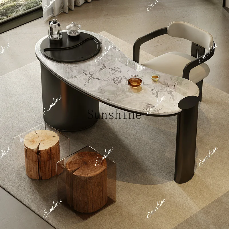 

High-grade pure natural luxury stone/household small apartment balcony study Kung Fu tea table desk FT