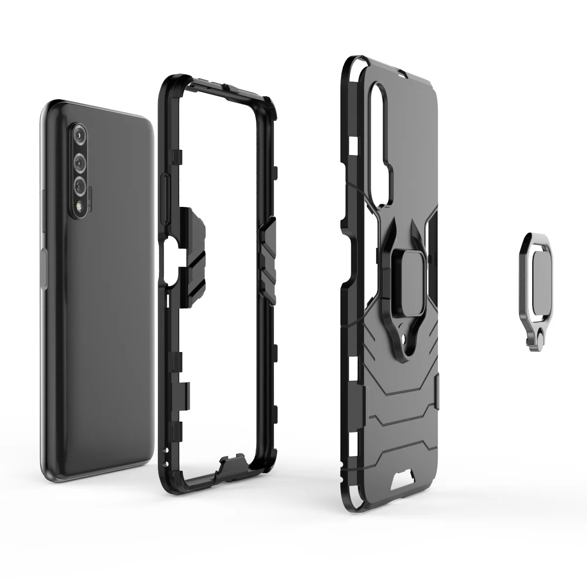 Armor Shockproof Case For Huawei Nova 7SE 6 5Z 5T 5i 4E 3E 2 Lite Pro Y90 Y70 Y61 Y60 4G 5G Bumper Metal Ring Stand Back Cover