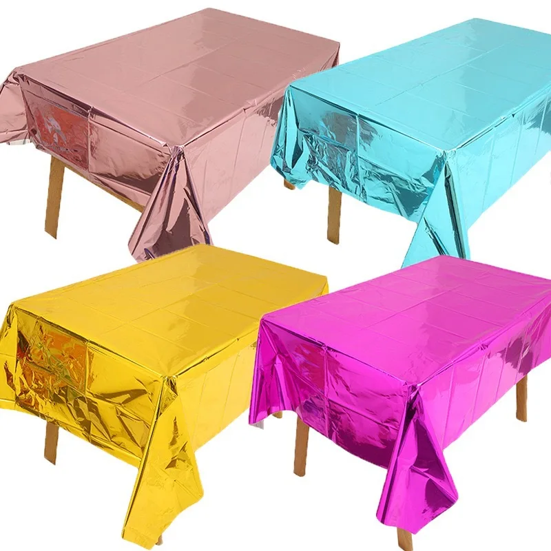 137*183cm Disposable Waterproof Tablecloth Aluminum Film Rectangular Table Cover For Wedding Birthday Party Decoration Supplies